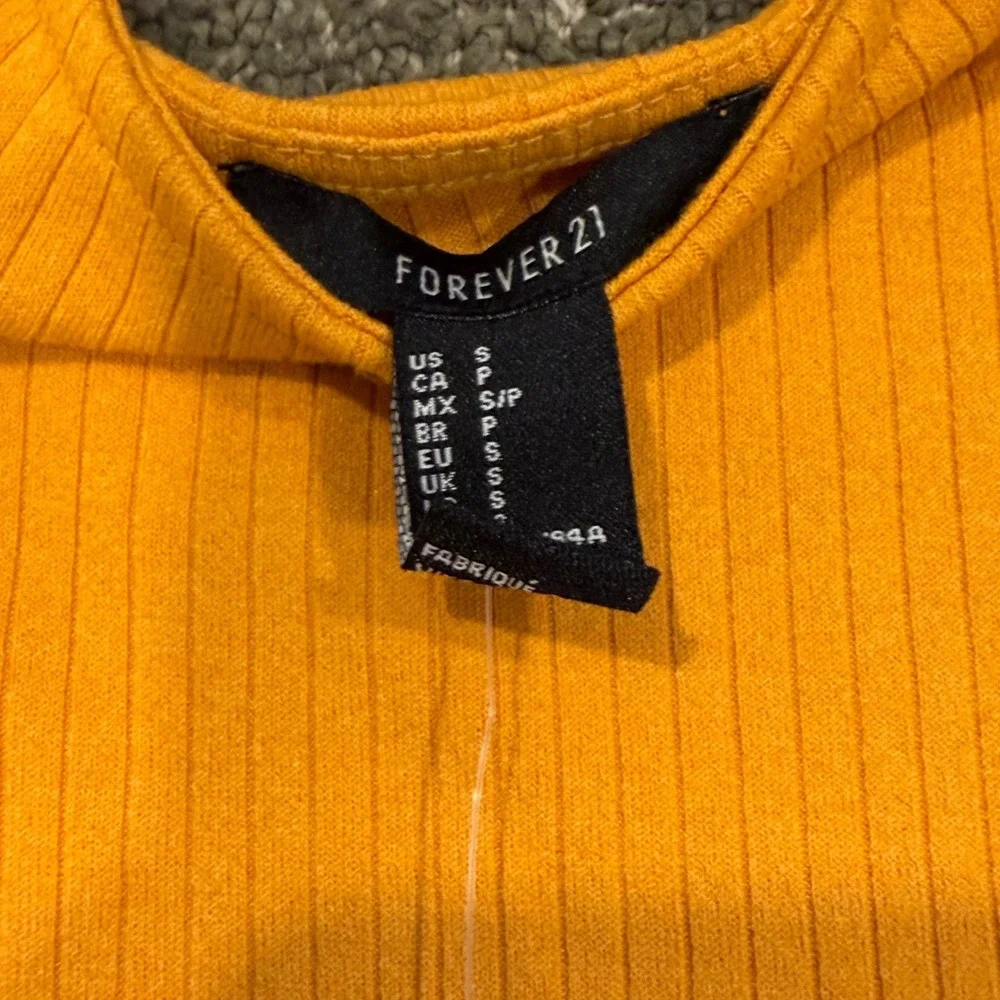 Forever 21 Womens Mustard Yellow Ribbed Knit Scoop Neck Dress S - Picture 3 of 3